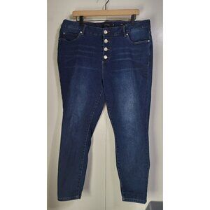 TAHARI Women's SZ 18W Amelia Button Fly Skinny Denim Jeans Classic